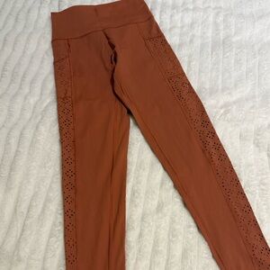 Aerie Rust Leggings with Laser Cut Detailing